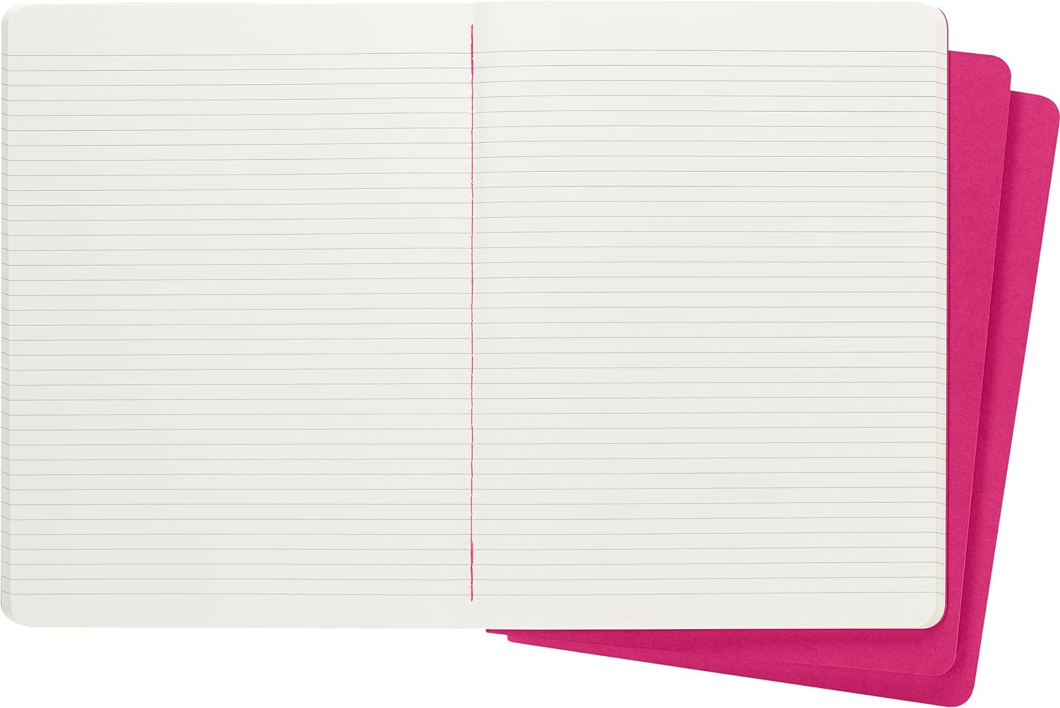 Moleskine Cahier Journal, Set 3 Notebooks with Ruled Pages, Cardboard Cover with Visible Cotton Stiching, Colour Kinetic Pink, Extra Large 19 x 25 cm, 120 Pages