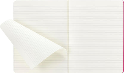 Moleskine Cahier Journal, Set 3 Notebooks with Ruled Pages, Cardboard Cover with Visible Cotton Stiching, Colour Kinetic Pink, Extra Large 19 x 25 cm, 120 Pages