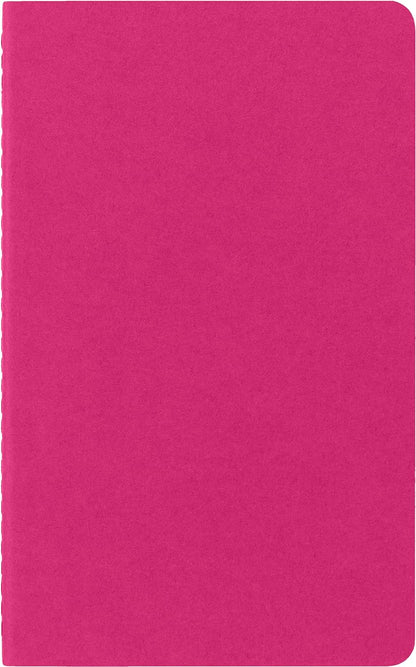 Moleskine Cahier Journal, Set 3 Notebooks with Ruled Pages, Cardboard Cover with Visible Cotton Stiching, Colour Kinetic Pink, Large 13 x 21 cm, 80 Pages