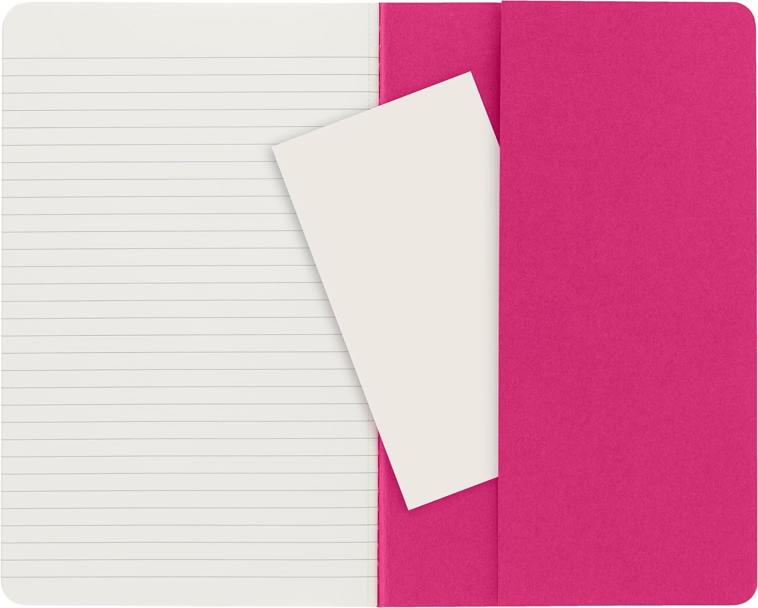 Moleskine Cahier Journal, Set 3 Notebooks with Ruled Pages, Cardboard Cover with Visible Cotton Stiching, Colour Kinetic Pink, Large 13 x 21 cm, 80 Pages