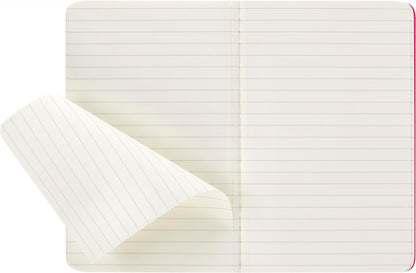 Moleskine Cahier Journal, Set 3 Notebooks with Ruled Pages, Cardboard Cover with Visible Cotton Stiching, Colour Kinetic Pink, Pocket 9 x 14 cm, 64 Pages