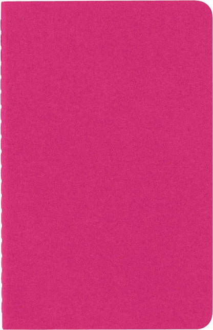 Moleskine Cahier Journal, Set 3 Notebooks with Ruled Pages, Cardboard Cover with Visible Cotton Stiching, Colour Kinetic Pink, Pocket 9 x 14 cm, 64 Pages