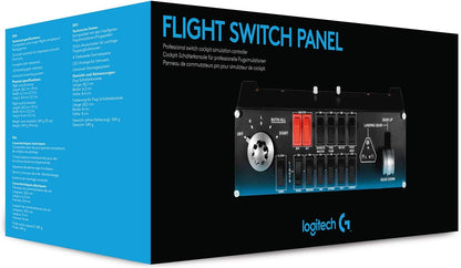 Logitech G Saitek Pro Flight Switch Panel, Simulations-Schalttafel für Flug Simulatoren, LCD-Display, Fünf-Stufen Magnetzünder-Drehschalter, Realistische Fahrwerksteuerung, USB-Anschluss, PC - Schwarz