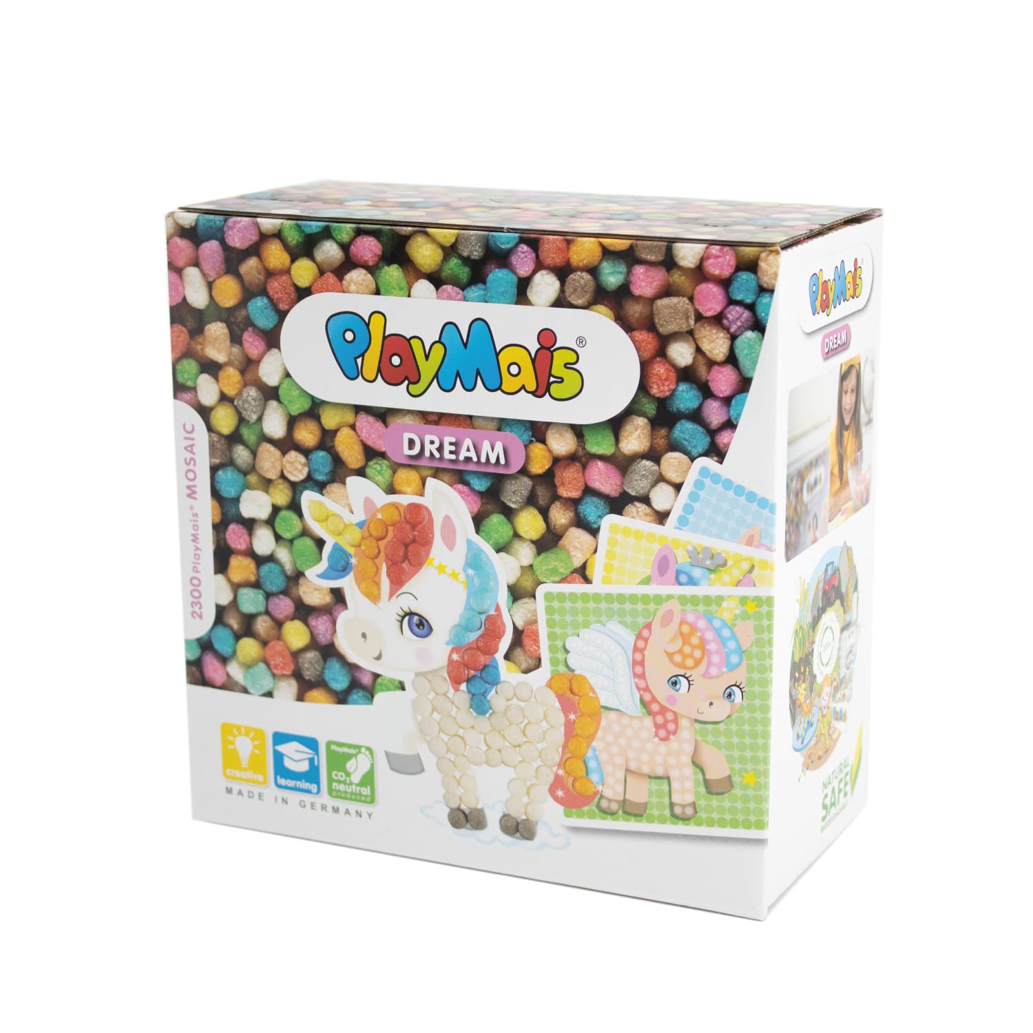 PlayMais MOSAIC Dream Unicorn creative craft kit for girls & boys from 3 years | 2300 6 mosaic templates with unicorns | stimulates creativity & motor skills | natural toy