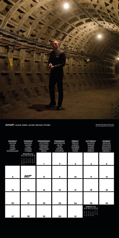 James Bond 2025 Wall Calendar – Exclusive Spy-Themed Art, Iconic 007 Imagery, Stylish 16-Month Planner, Gift for Bond Fans