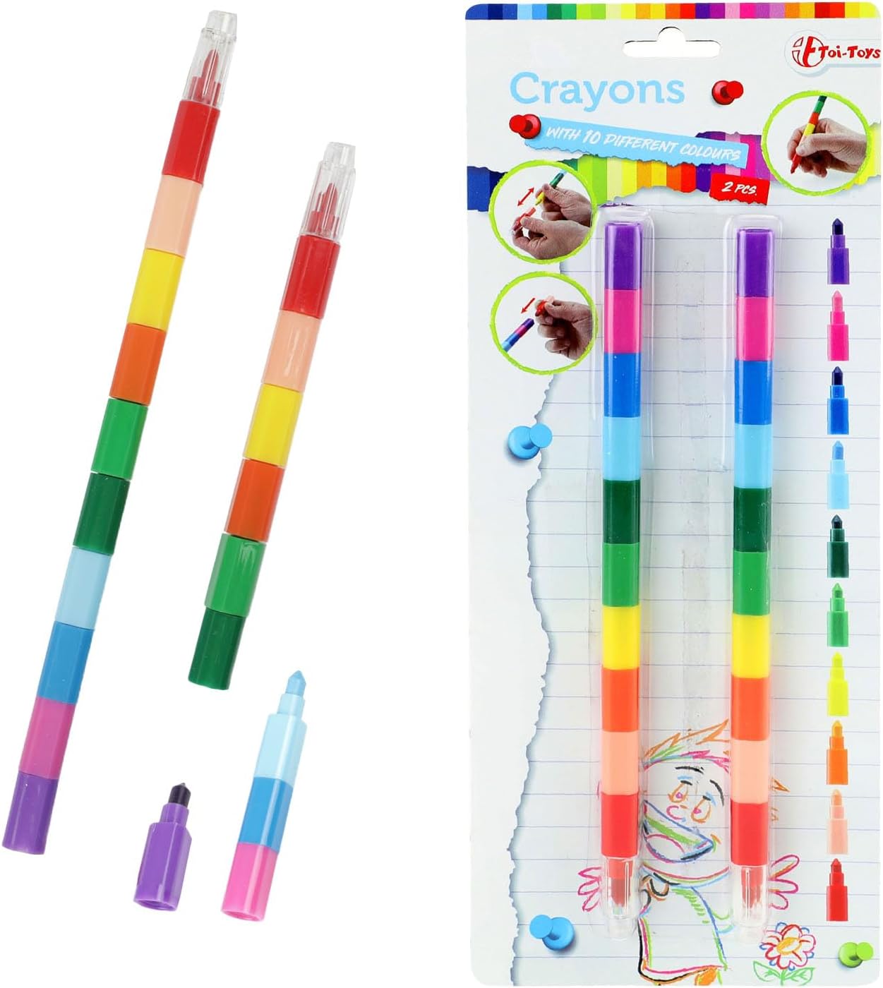 Toi-Toys - Coloured pencils and felt-tip pens, 46015A, multi-coloured