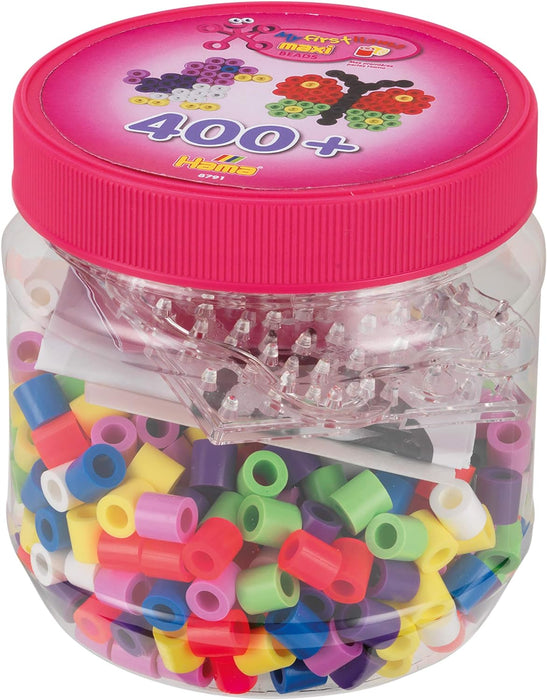 Hama 10.8791 Maxi 400 Beads & Pegboards in Tub Pink, Multicolour, One Size