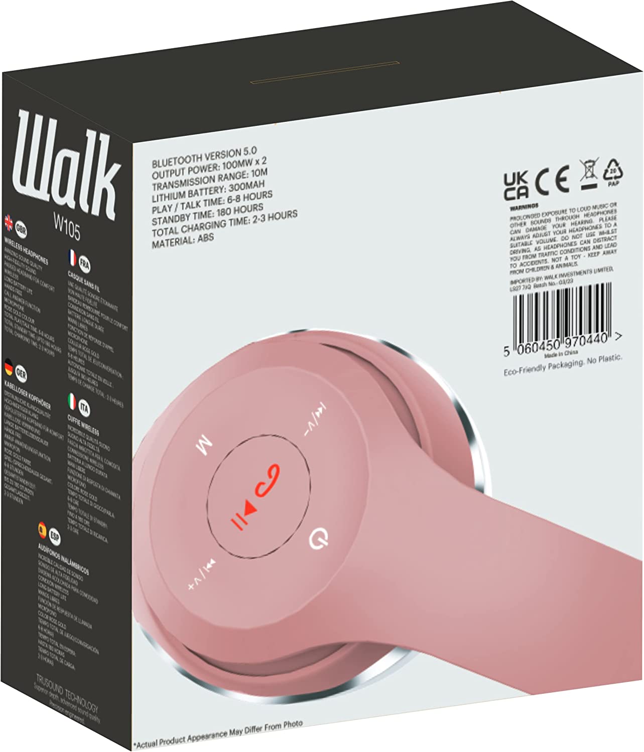 Walk Audio Rose Gold Wireless Headphones