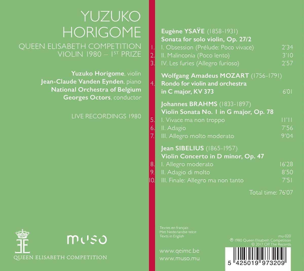 Yuzuko Horigome - Queen Elisabeth Competition, Violin 1980