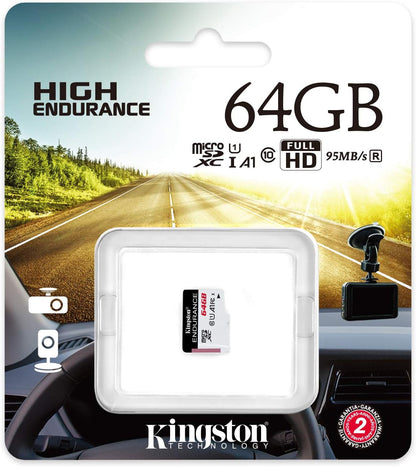 Kingston SDCE/64 GB High Endurance microSD Card 64 GB, Black/ White 64GB