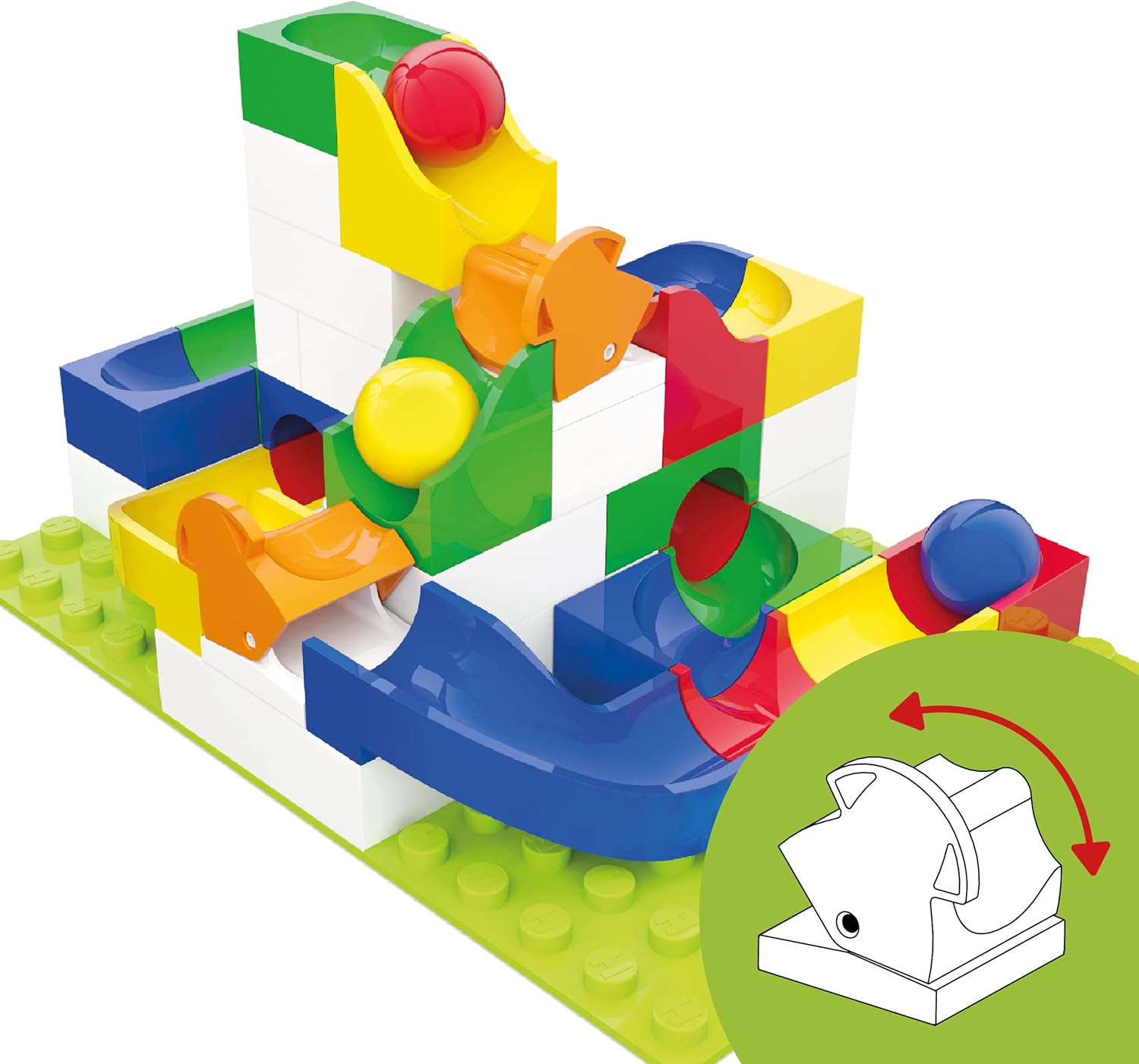 Hubelino 420497 Marble Run Switch Expansion set, Compatible with popular bulding block system - 43 pieces- for Ages 4 and Up (Made in Germany)