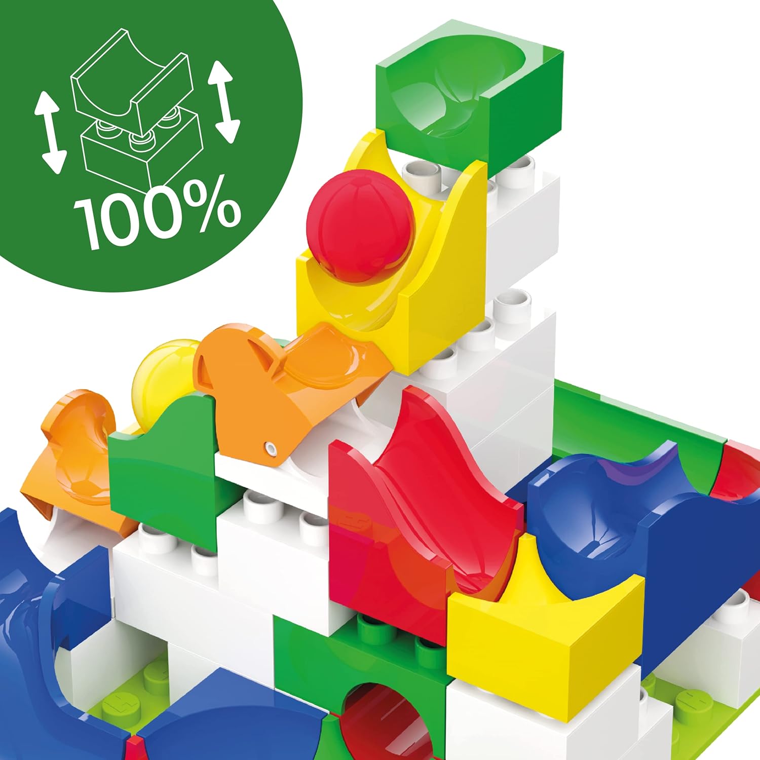 Hubelino 420497 Marble Run Switch Expansion set, Compatible with popular bulding block system - 43 pieces- for Ages 4 and Up (Made in Germany)