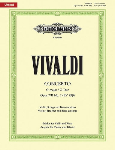 VIVALDI - Concierto en Sol Mayor (RV299) Op.7 nº 2 para Violin y Piano (Urtext)