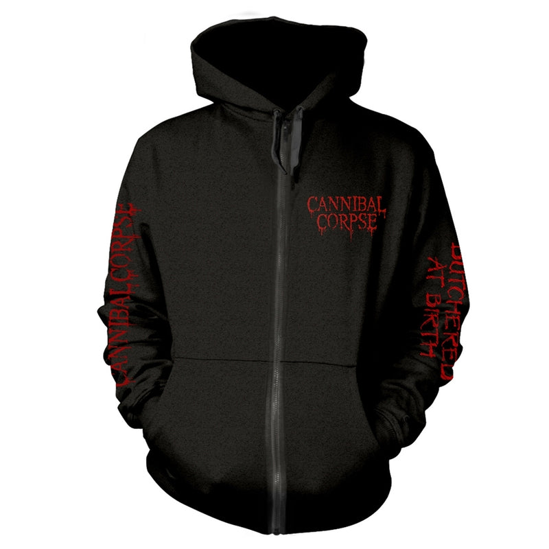 CANNIBAL CORPSE - BUTCHERED AT BIRTH (EXPLICIT) BLACK Hooded Sweatshirt with Zip XX-Large