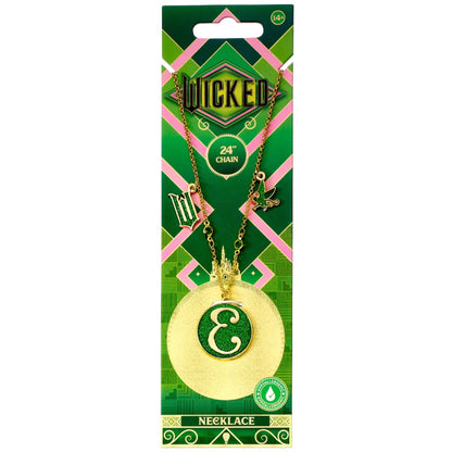 WICKED Elphaba 'E' Icon Green & Gold Necklace with Charm Embellishments