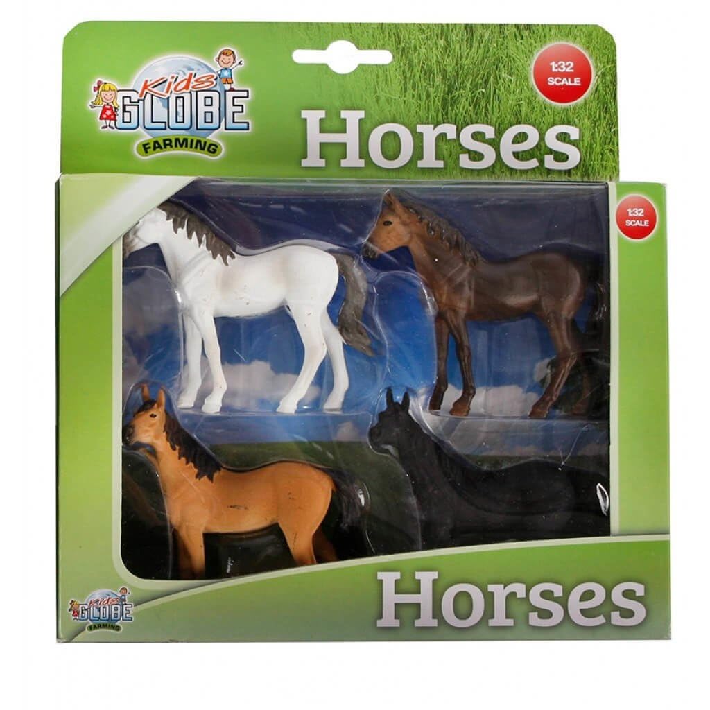 Van Manen Kids Globe Farming Horses (4 Assorted Designs, Scale 1:32) - 570199,Assorted,white