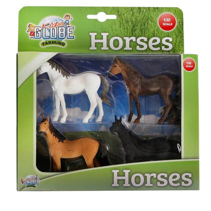 Van Manen Kids Globe Farming Horses (4 Assorted Designs, Scale 1:32) - 570199,Assorted,white