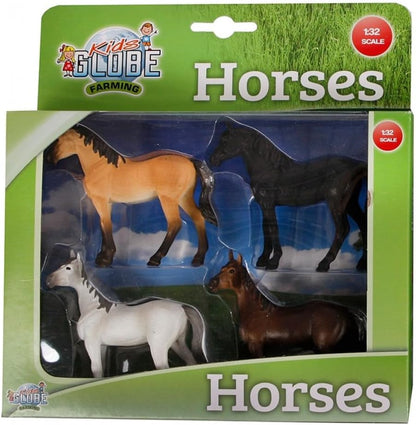 Van Manen Kids Globe Farming Horses (4 Assorted Designs, Scale 1:32) - 570199,Assorted,white