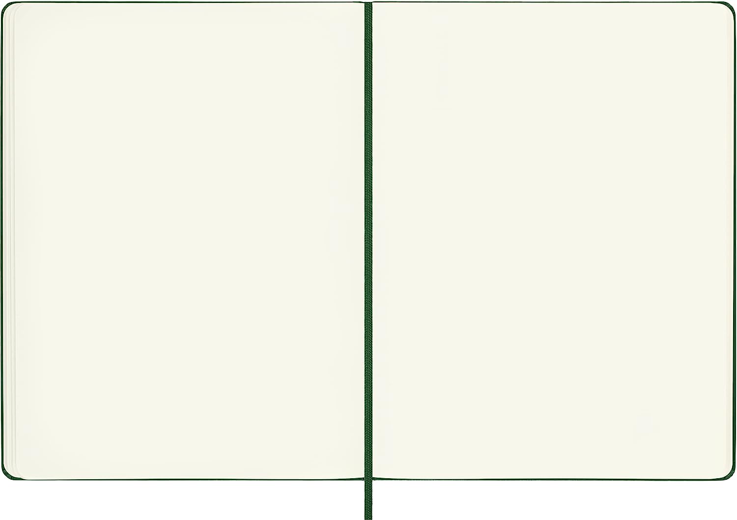 Moleskine Classic Plain Paper Notebook, Hard Cover and Elastic Closure Journal, Color Myrtle Green, Size Extra Large 19 x 25 cm, 192 Pages
