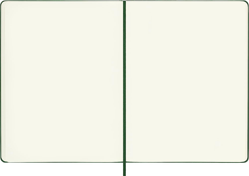 Moleskine Classic Plain Paper Notebook, Hard Cover and Elastic Closure Journal, Color Myrtle Green, Size Extra Large 19 x 25 cm, 192 Pages