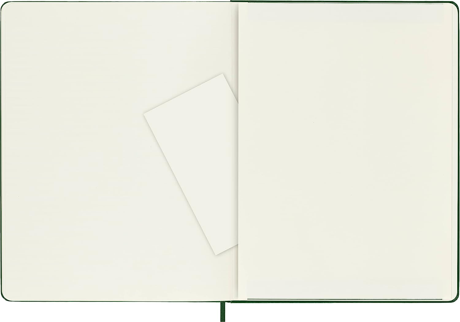 Moleskine Classic Plain Paper Notebook, Hard Cover and Elastic Closure Journal, Color Myrtle Green, Size Extra Large 19 x 25 cm, 192 Pages