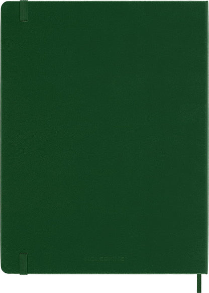 Moleskine Classic Plain Paper Notebook, Hard Cover and Elastic Closure Journal, Color Myrtle Green, Size Extra Large 19 x 25 cm, 192 Pages