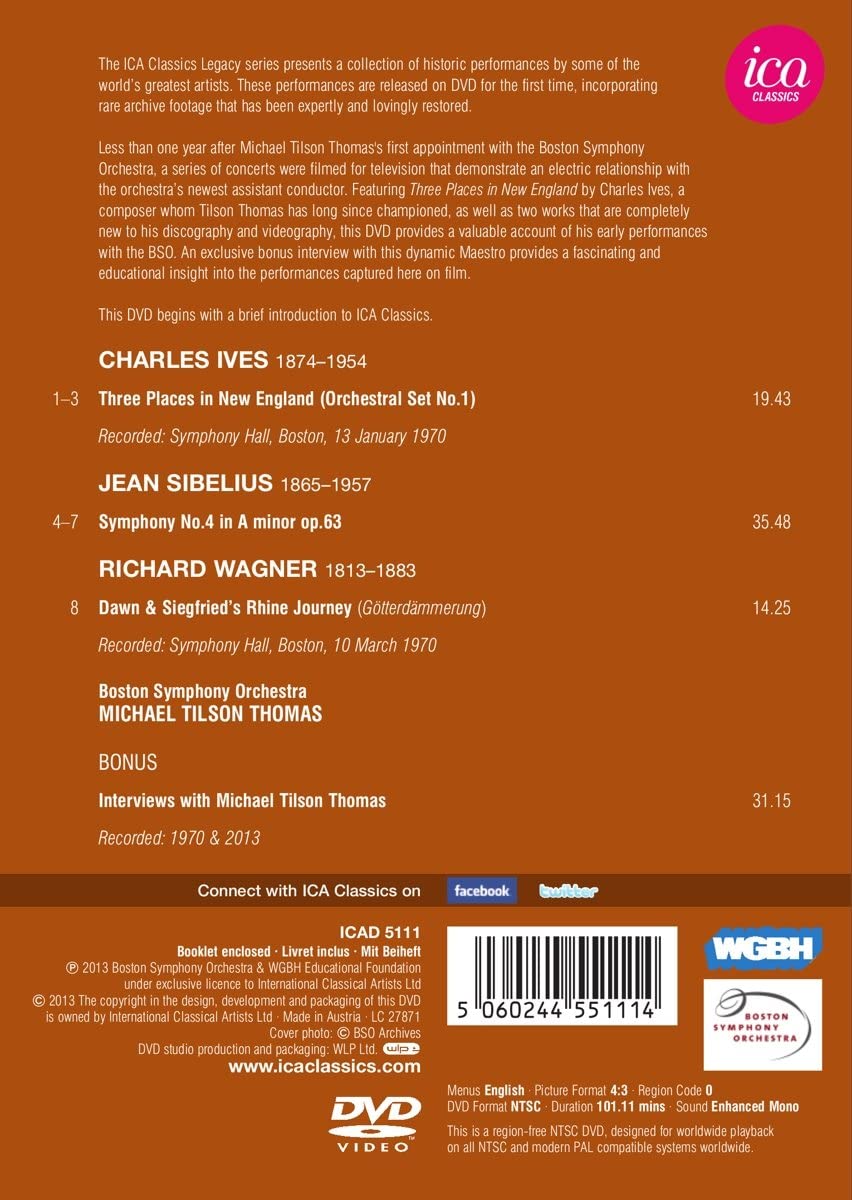 TILSON THOMAS: Ives/Sibelius/Wagner (Boston Symphony Orchestra, 1970
