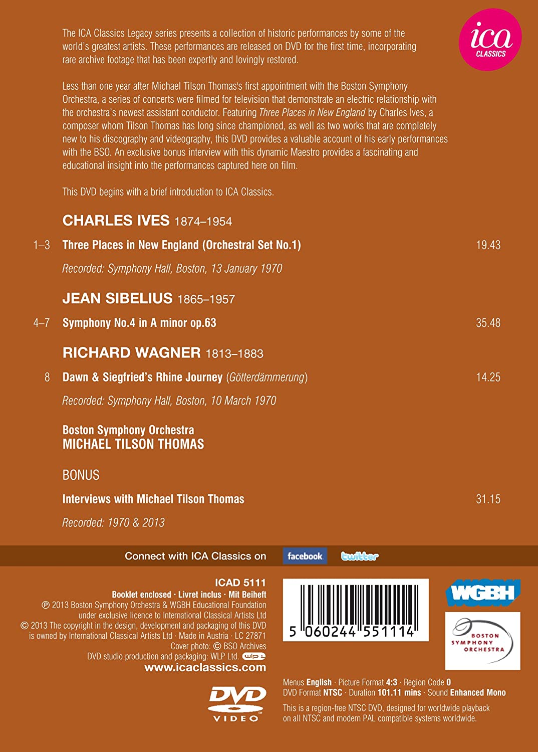 TILSON THOMAS: Ives/Sibelius/Wagner (Boston Symphony Orchestra, 1970