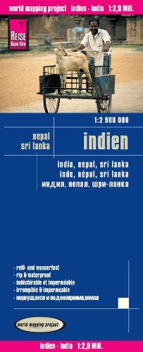 India (1:2.900.000) with Nepal und Sri Lanka
