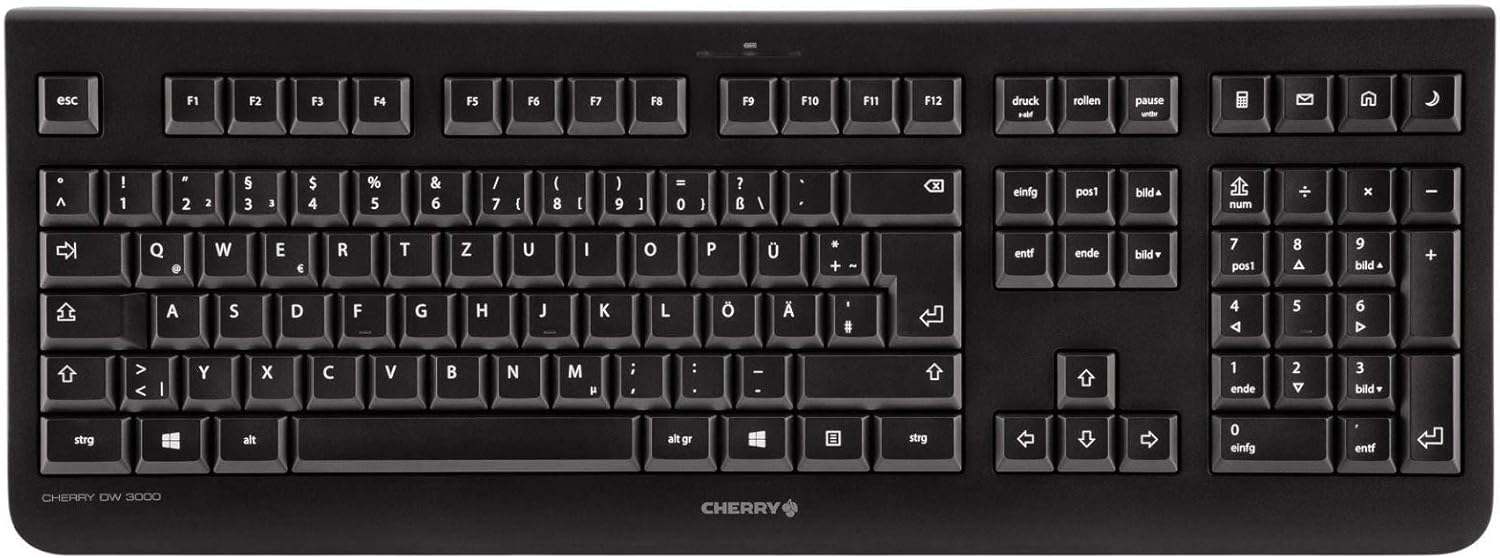 CHERRY DW 3000, Wireless Keyboard And Mouse Set, British Layout, QWERTY Keyboard, Battery Operated, GS Approval, Whisper-Quiet Keystroke
