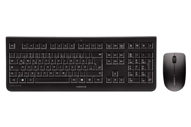 CHERRY DW 3000, Wireless Keyboard And Mouse Set, British Layout, QWERTY Keyboard, Battery Operated, GS Approval, Whisper-Quiet Keystroke