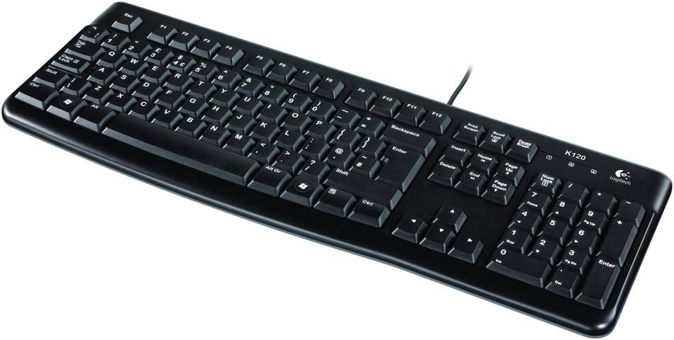Logitech K120 Wired Business Keyboard, AZERTY French Layout - Black & B100 Wired USB Mouse, 3-Buttons, Optical Tracking, Ambidextrous PC/Mac/Laptop - Black