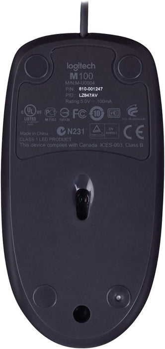 Logitech K120 Wired Business Keyboard, AZERTY French Layout - Black & B100 Wired USB Mouse, 3-Buttons, Optical Tracking, Ambidextrous PC/Mac/Laptop - Black