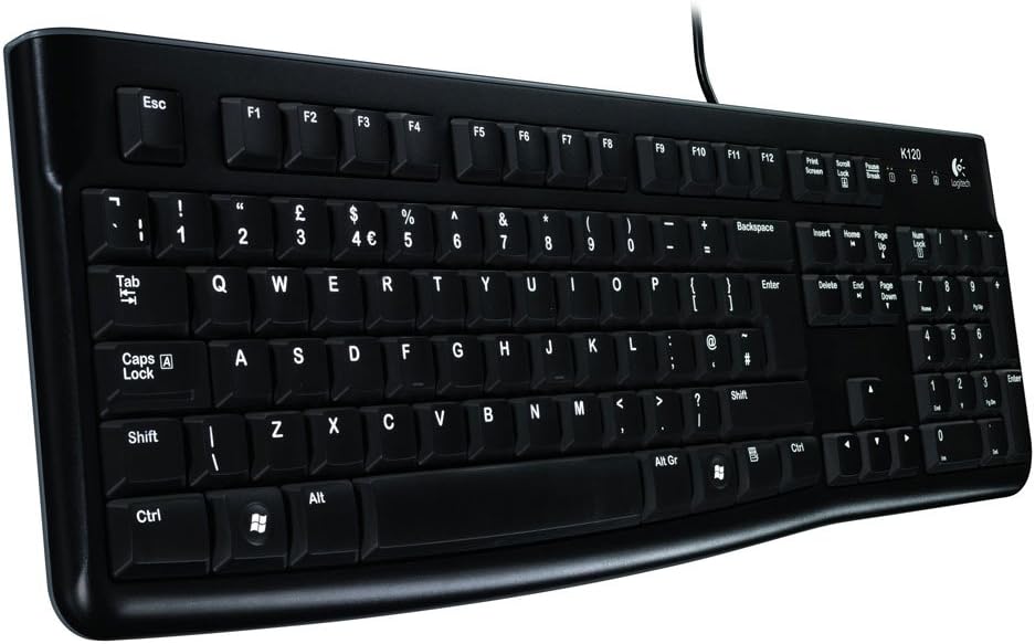 Logitech K120 Wired Business Keyboard, AZERTY French Layout - Black & B100 Wired USB Mouse, 3-Buttons, Optical Tracking, Ambidextrous PC/Mac/Laptop - Black