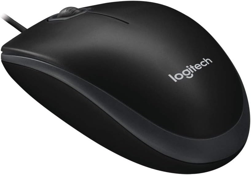 Logitech K120 Wired Business Keyboard, AZERTY French Layout - Black & B100 Wired USB Mouse, 3-Buttons, Optical Tracking, Ambidextrous PC/Mac/Laptop - Black