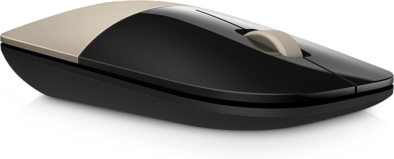 HP Z3700 Gold 2.4 GHz USB Slim Wireless Mouse with Blue LED 1200 DPI Optical Sensor, Up to 16 Months Battery Life