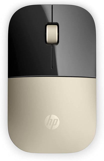 HP Z3700 Gold 2.4 GHz USB Slim Wireless Mouse with Blue LED 1200 DPI Optical Sensor, Up to 16 Months Battery Life