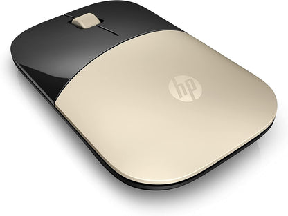 HP Z3700 Gold 2.4 GHz USB Slim Wireless Mouse with Blue LED 1200 DPI Optical Sensor, Up to 16 Months Battery Life