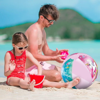 Mondo Toys - UNICORN Beach Ball - strandbal, opblaasbaar 50 cm, versierd in de kleuren - 16779