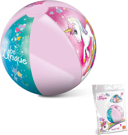 Mondo Toys - UNICORN Beach Ball - strandbal, opblaasbaar 50 cm, versierd in de kleuren - 16779