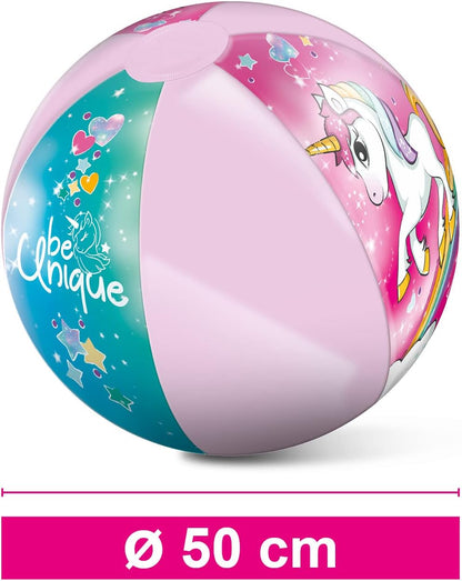 Mondo Toys - UNICORN Beach Ball - strandbal, opblaasbaar 50 cm, versierd in de kleuren - 16779
