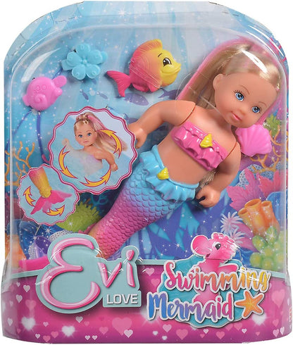 Simba 105733318 Evi Love Swimming Mermaid/Evi the Mermaid/Can Swim/with Fish Figure/Dressing Doll / 12 cm for Children from 3 Years
