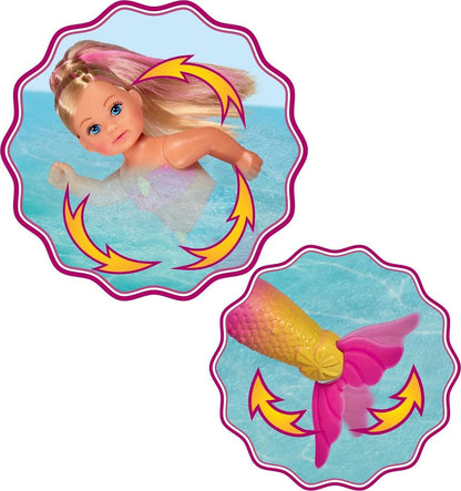 Simba 105733318 Evi Love Swimming Mermaid/Evi the Mermaid/Can Swim/with Fish Figure/Dressing Doll / 12 cm for Children from 3 Years