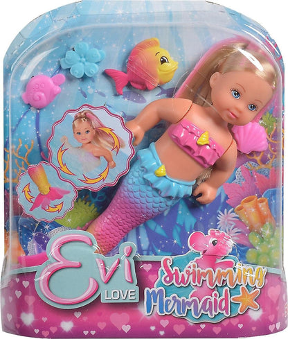 Simba 105733318 Evi Love Swimming Mermaid/Evi the Mermaid/Can Swim/with Fish Figure/Dressing Doll / 12 cm for Children from 3 Years