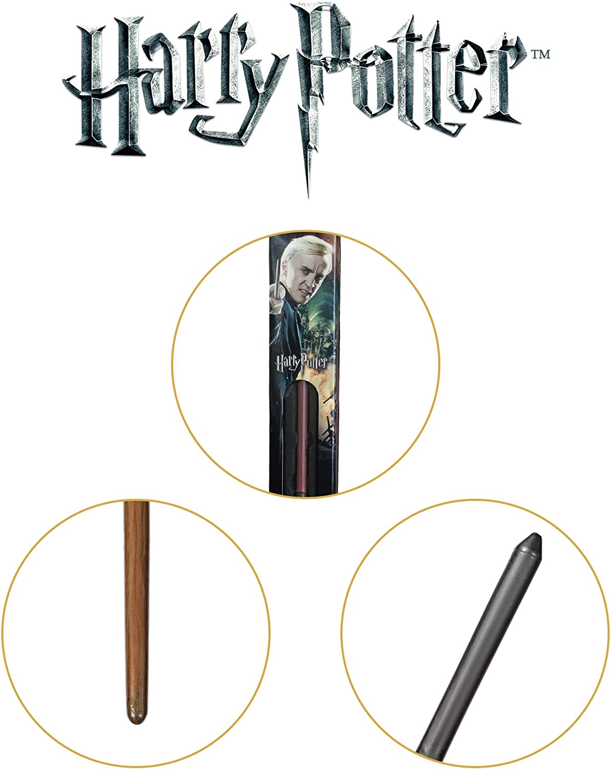 The Noble Collection - Draco Malfoy Wand In A Standard Windowed Box - 13in (34cm) Wizarding World Wand - Harry Potter Film Set Movie Props Wands