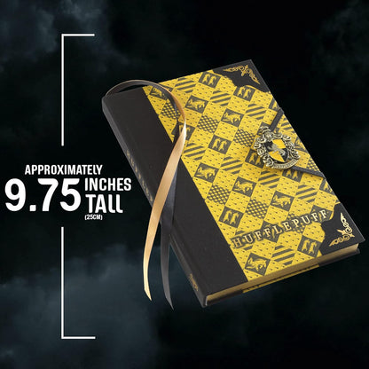 The Noble Collection Harry Potter Hufflepuff Journal - 9.75in (25cm) Hardbound Lined with Gilded Edges and Die Cast Enameled Crest - Officially Licensed Film Set Movie Props Gifts