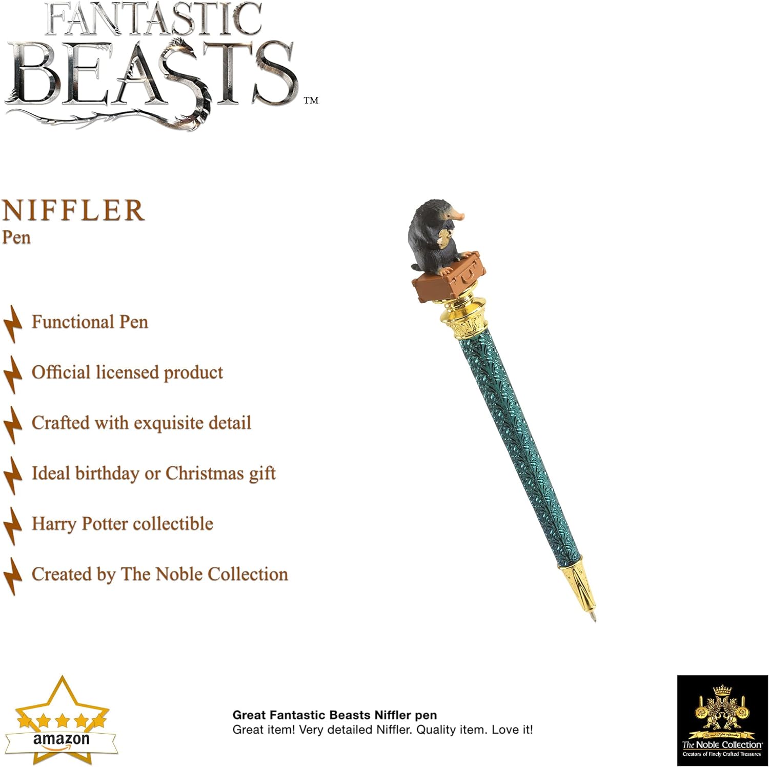 The Noble Collection Fantastic Beasts Niffler Pen - 8in (21cm) Mini Sculpture atop Ballpoint Pen - Officially Licensed Fantastic Beasts Film Set Movie Prop Stationery Gifts