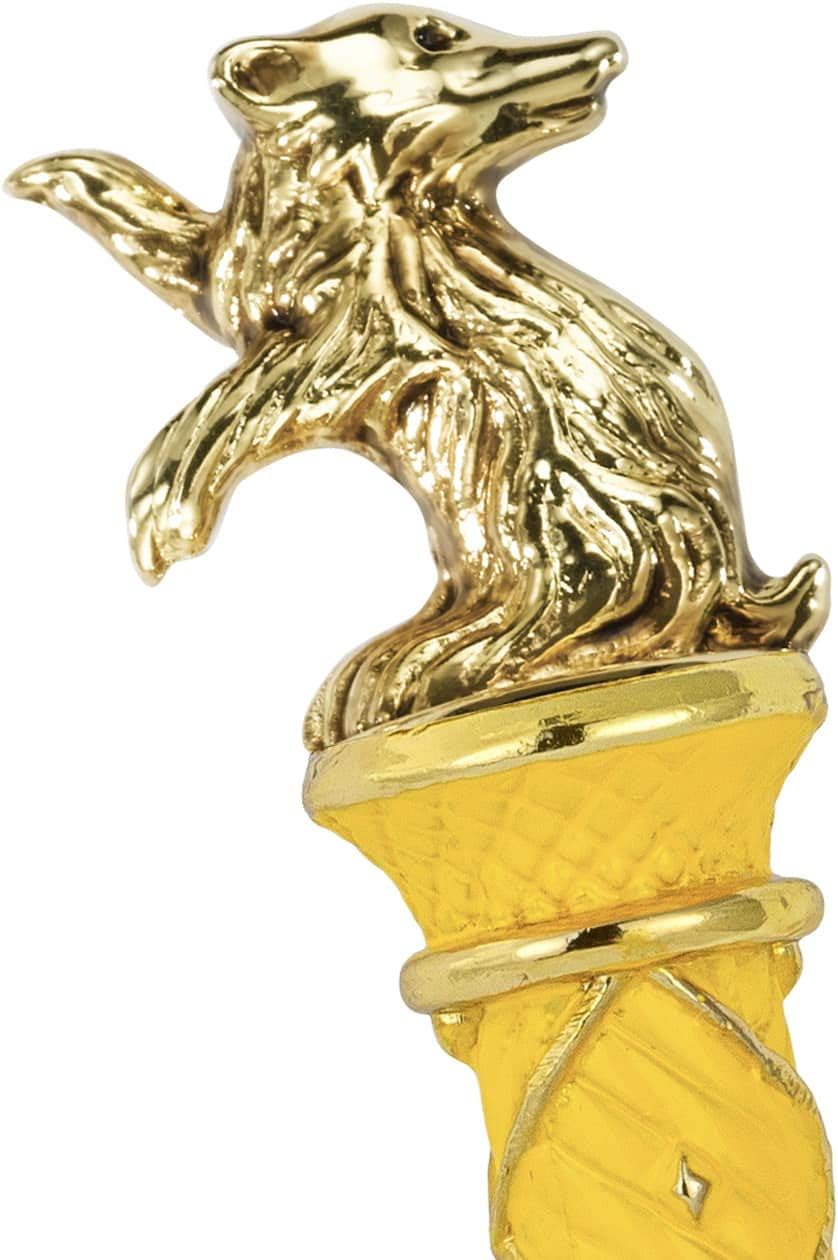 The Noble Collection Harry Potter Gold-Plated Hufflepuff Pen - 8in (21cm) Topped With Hufflepuff House Mascot Officially Licensed Harry Potter Movie Stationery Gifts