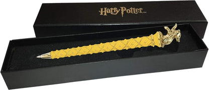 The Noble Collection Harry Potter Gold-Plated Hufflepuff Pen - 8in (21cm) Topped With Hufflepuff House Mascot Officially Licensed Harry Potter Movie Stationery Gifts