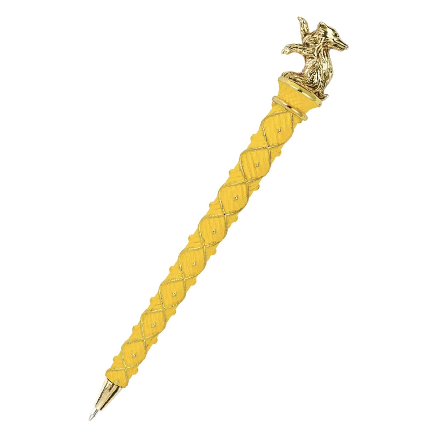 The Noble Collection Harry Potter Gold-Plated Hufflepuff Pen - 8in (21cm) Topped With Hufflepuff House Mascot Officially Licensed Harry Potter Movie Stationery Gifts